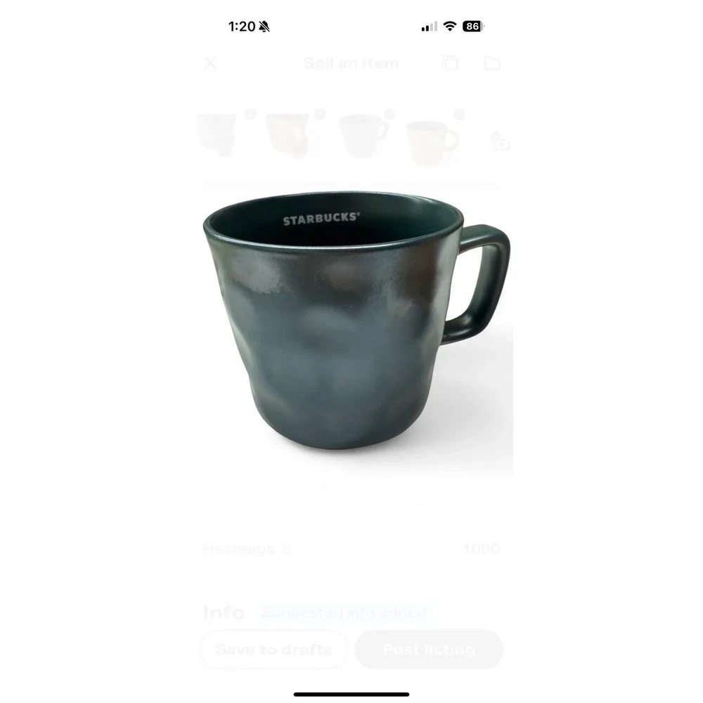 Starbucks Metallic Coffee Mugs (2), 14oz Each, Blue And Bronze
